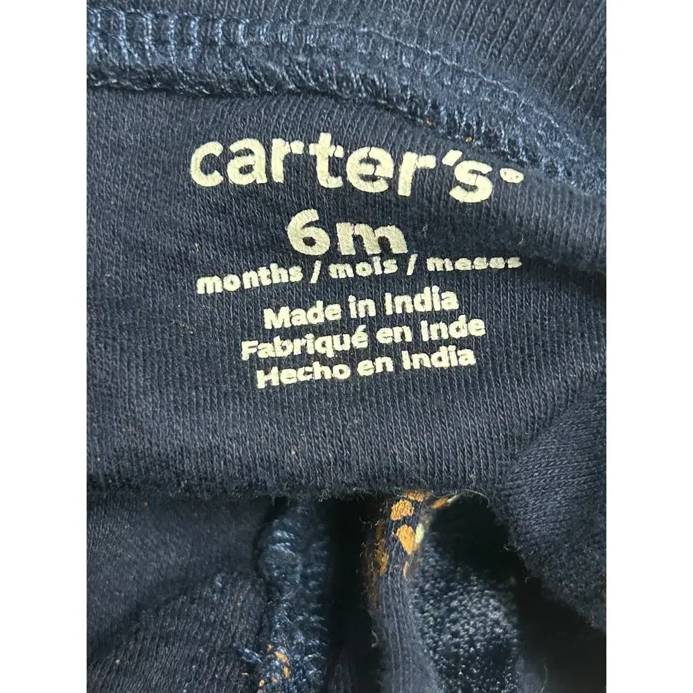 Carters Navy & Brown Football sleeper pajamas sz 6 months